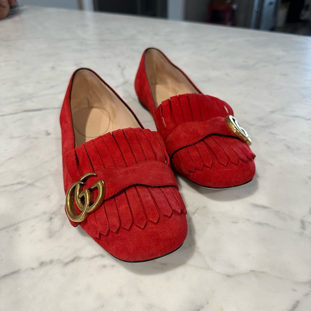 Gucci GG Suede Marmont Flats